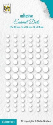 White enamel dots - Platta vita dekorationer från Nellie Snellen 4-8 mm Ø
