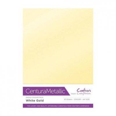 WHITE GOLD Centura Metallic Pearl A4 (10 pcs) - Vitguldfärgade metallpapper från Crafter's Companion