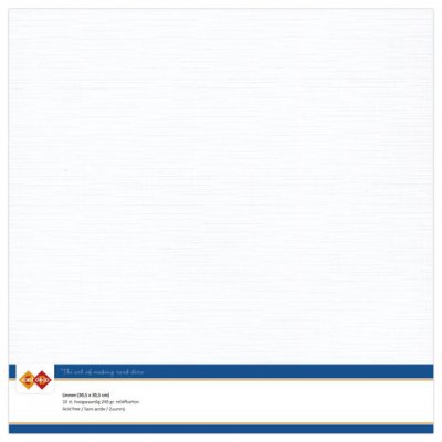 WHITE Linen Cardstock 30,5x30,5 cm - Vitt papper från Card Deco