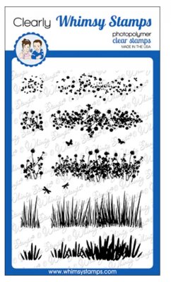 Wild flower grass clear stamp set - Stämpelset med gräs från Whimsy Stamps 10x15 cm