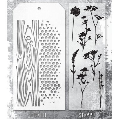 WILDFLOWER SILHOUETTES stamp and stencil set - Stämplar och schabloner från Tim Holtz Stamper's anonymous