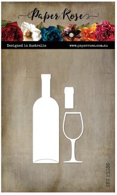 Wine bottle and glass die set - Stansmallar med vinflaska och vinglas från Paper Rose Studio 2,7x9,1 cm