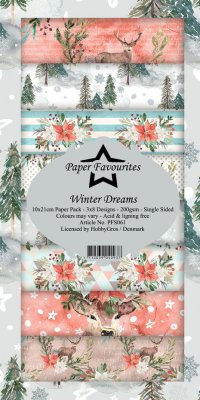 Winter Dreams Slim Paper Pack - Mönsterpapper med vintertema från Paper Favourites 10x21 cm