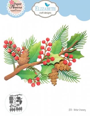 WINTER GREENERY FESTIVE HOLLY Christmas die set - Järneksbladstansmallar från Elizabeth craft designs