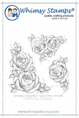 Winter roses background rubber stamp set - Stämplar med rosor från Whimsy Stamps 14,5*14,5 cm