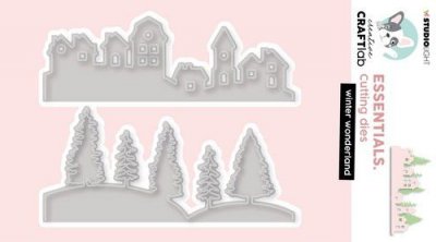 Winter wonderland tree and house border die set from Studio Light 10x8 cm