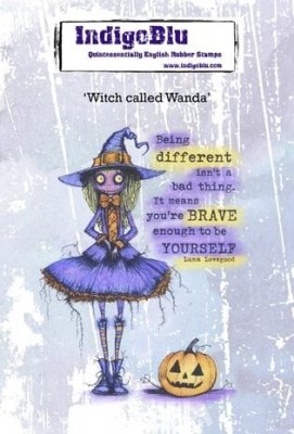 WITCH CALLED WANDA rubber stamp - Stämpel med häxa från IndigoBlu 12x7 cm