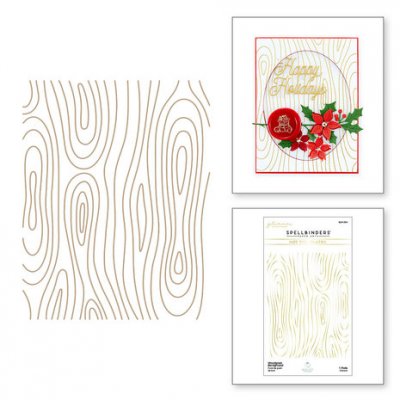 Woodgrain Background Glimmer Hot Foil Plate - Värmeplattor med trädådringsmönster från Spellbinders ca 11,6x14,8 cm
