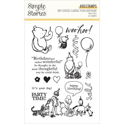 WOO HOO! congrats Winnie clear stamp set - Stämpelset med grattitema Nalle Puh Simple stories