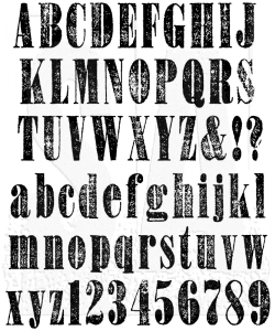 WORN TEXT ALPHABET rubber stamp set - Bokstavssstämplar från Tim Holtz Stamper's anonymous