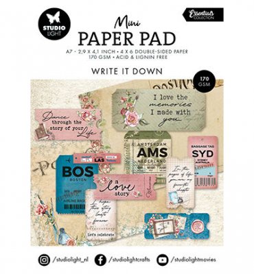 WRITE IT DOWN mini paper pad - Block med pappersdekorationer från Studio Light A7