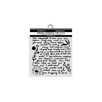 Writings Pattern stencil - Schablon med text från Stamperia 12x12 cm
