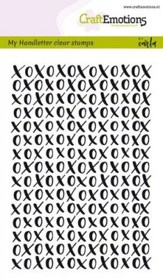 XOXO brush script stamp - Stämpel med puss och kram-bakgrund från Craft Emotions A6