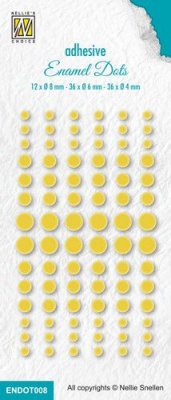 Yellow enamel dots - Platta gula dekorationer från Nellie Snellen 4-8 mm Ø