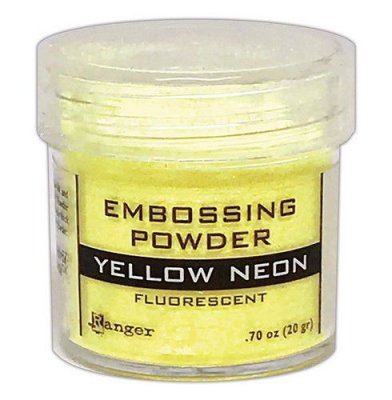 Yellow neon fluorescent embossing powder - Gult självlysande embossingpulver från Ranger 20 g