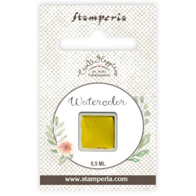 YELLOW watercolor refill - Gul akrylfärg från Stamperia ca 0,5 ml