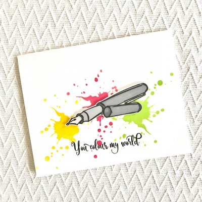 You colour my world text stamp - Stämpel med engelsk text från Gummiapan