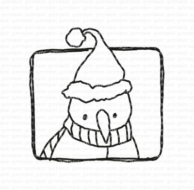 Yuki som tomte snögubbe - Stämpel från Gummiapan ca 27 x 27 mm